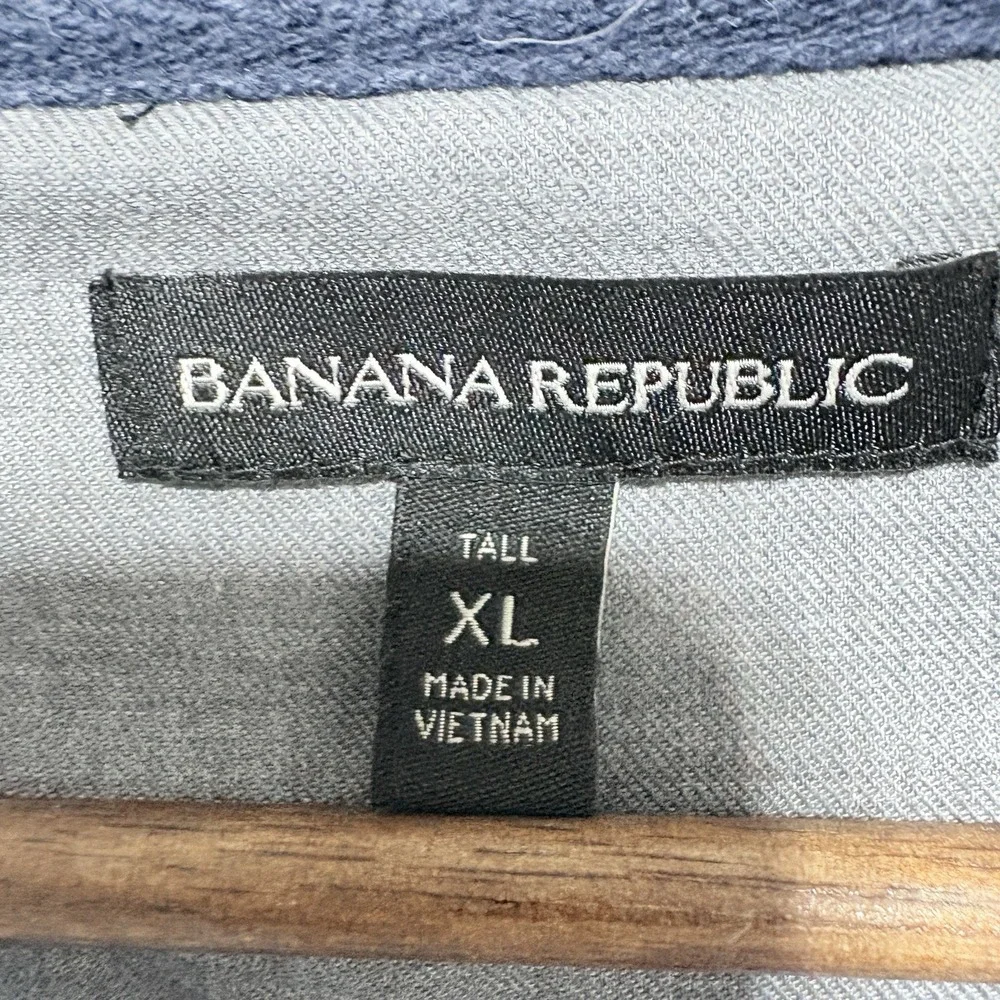 Banana Republic Shirt Mens XL Tall Heathered Blue Crewneck Long Sleeve Preppy